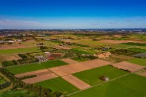 AERIAL ART - view over the fields and a sporting field - near Niederkassel - Germany