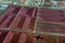 GEO ART - aircraft shadow on fields - east of Vancouver airport - Canada GEO ART - aircraft shadow on fields - east of Vancouver airport - Canada