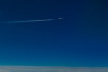British Airways airliner in flight with vaport trail British Airways airliner in flight with vaport trail