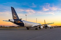 HDR - parked Lufthansa Airbus A321 in Frankfurt during sunset HDR - parked Lufthansa Airbus A321 in Frankfurt during sunset.jpg