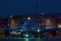 LUFTHANSA A380 IN FRANKFURT BY NIGHT