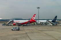 Laudamotion (old Air Berlin) and Lufthansa Airbus on EDDF apron Laudamotion (old Air Berlin) and Lufthansa Airbus on EDDF apron