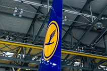 LUFTHANSA A321 Tail in maintanance hangar in Berlin LUFTHANSA A321 Tail in maintanance hangar in Berlin