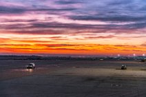 Colorful skies during sunrise on Madrid airport apron - Spain 03 Colorful skies during sunrise on Madrid airport apron - Spain 03