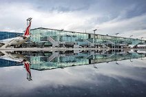 Frankfurt Airport Terminal 2 mirroring in a rain pouddle - Germany 1 Frankfurt Airport Terminal 2 mirroring in a rain pouddle - Germany 1.jpg