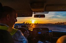 View out of a follow me car during sunset in EDDF View out of a follow me car during sunset in EDDF.jpg