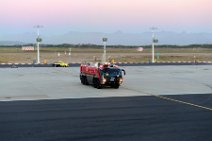 DRY SALUTE OF THE FIRE BRIGADE AT CAPETOWN AIRPORT - FAREWELL FLIGHT - SOUTH AFRICA 05 DRY SALUTE OF THE FIRE BRIGADE AT CAPETOWN AIRPORT - FAREWELL FLIGHT - SOUTH AFRICA 05