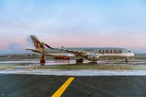 Deicing of Qatar Airways Airbus A350-900 in Madrid - Spain 02 Decicing of Qatar Airways Airbus A350-900 in Madrid - Spain 02