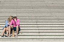 Couple on the stairs of Grande Arche - La Defense - Paris - France 1 Couple on the stairs of Grande Arche - La Defense - Paris - France 1.jpg