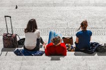 Girls on the stairs of Grande Arche - La Defense - Paris - France Girls on the stairs of Grande Arche - La Defense - Paris - France.jpg