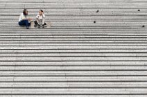 Two women on the stairs of Grande Arche - La Defense - Paris - France 1 Two women on the stairs of Grande Arche - La Defense - Paris - France 1.jpg