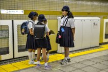 Schoolgirls in a Tokyo metro station - Japan 02 Schoolgirls in a Tokyo metro station - Japan 02.JPG