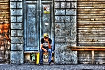 HDR - MAN IN FRONT OF A DOOR 2