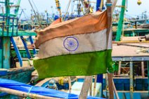 Flag of India on a fishing boat - Royapuram Fishing Harbour - Chennai - India 03 Flag of India on a fishing boat - Royapuram Fishing Harbour - Chennai - India 03.JPG