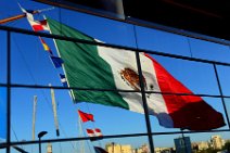 MEXICAN FLAG MIRRORING IN GLASS FACADE 02 MEXICAN FLAG MIRRORING IN GLASS FACADE 02