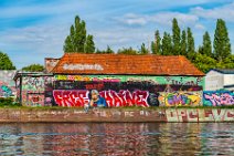 Graffiti along river Trave - Luebeck - Germany Graffiti along river Trave - Luebeck - Germany