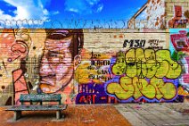 Wall with graffiti and a bench - Bogota - Colombia 02 Wall with graffiti and a bench - Bogota - Colombia 02.jpg