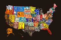 USA MADE OF LICENSE PLATES - BROWN