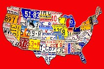 USA MADE OF LICENSE PLATES - RED