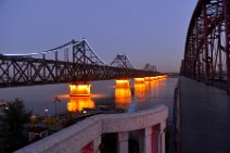 20141103_110149_CHINA-NORTH_KOREAN_friendship_bridge_across_YALU_river_DANDONG_China China - North Korean friendship bridge across YALU river by night; Dandong, CHINA