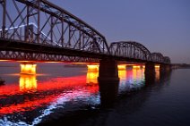 20141103_110520_colorful_illuminated_YALU_river_bridge_DANDONG_China CHINA-NORTH KOREAN friendhip bridge across YALU river, DANDONG, China