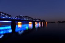 20141103_110739_colorful_illuminated_YALU_river_bridge_DANDONG_China CHINA-NORTH KOREAN friendhip bridge across YALU river, DANDONG, China