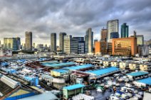 HDR - SUNRISE AT TSUKIJI FISHMARKET WITH TOKYO SKYLINE - JAPAN 8