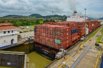 Big container vessel entering the Miraflores locks - Panama Canal - Panama 22 Big container vessel entering the Miraflores locks - Panama Canal - Panama