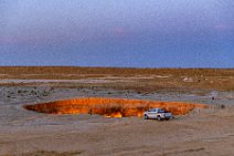 Darvaza Crater in twilight after sunset - Karakum desert - Turkmenistan 02 Darvaza Crater in twilight after sunset - Karakum desert - Turkmenistan 02