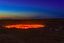 HDR - Darvaza Crater in twilight after sunset - Karakum Desert - Turkmenistan 007 HDR - Darvaza Crater in twilight after sunset - Karakum Desert - Turkmenistan 007